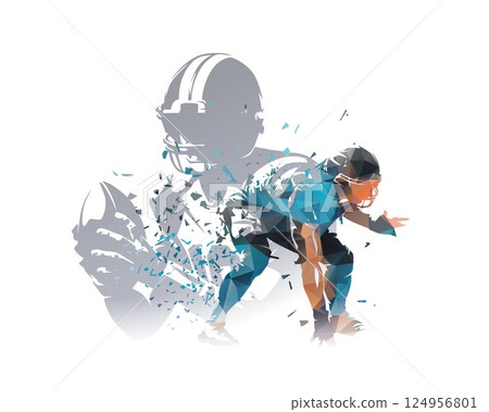 American football double exposure, vector illustration of footbal players. Team sport collage American football double exposure, vector illustration of footbal players. Team sport collage 124956801