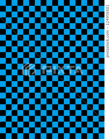 Black and light blue checkered pattern 124956881