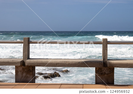 Benches on the Atlantic ocean coast, Spain 124956932