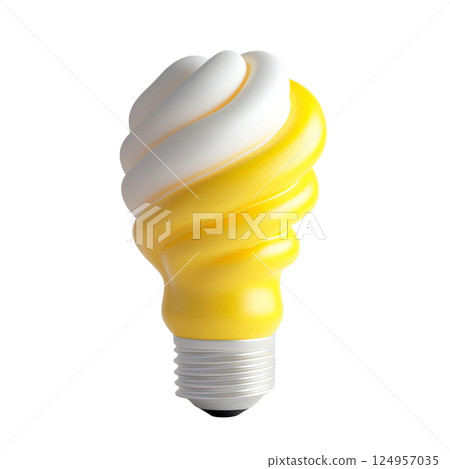 light bulb in bright yellow and white tones, glowing effect, isolated on white 124957035