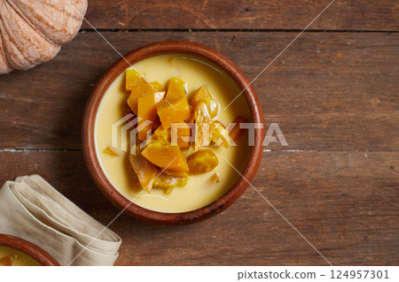 Poached Pumpkin in Coconut Milk 124957301