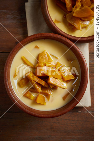 Poached Pumpkin in Coconut Milk Poached Pumpkin in Coconut Milk 124957305