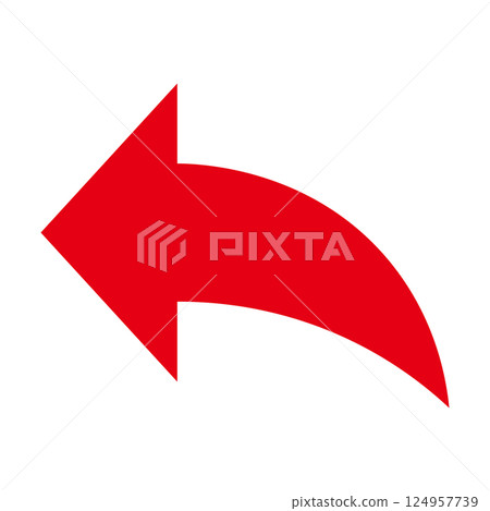 白色背景上簡單的向左指向的紅色箭頭 124957739