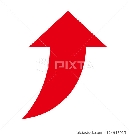 Simple upward red arrow on white background Simple upward red arrow on white background 124958025