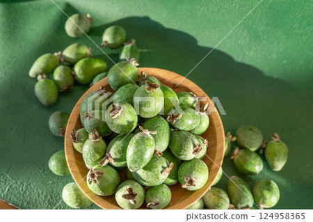 Feijoa green fruit. 124958365