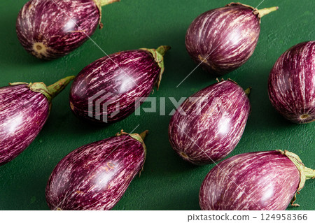 Eggplant in strips. Vegetable food. 124958366