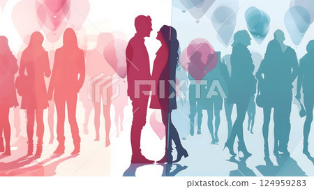 Situationship, Romantic Silhouettes - Couples in Love with People in the Background_2 124959283