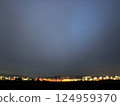 The out-of-focus night view from in front of Itami Airport 124959370