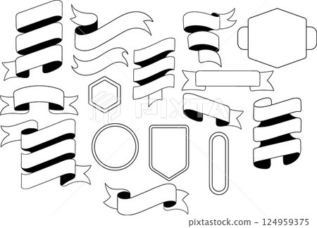 Hand Drawn Doodle Banners and Badge Outline Set 124959375