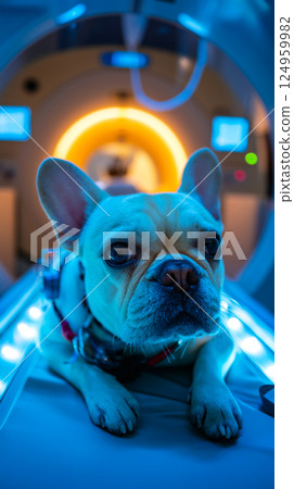 French Bulldog on Veterinary CT Scanner - Pet Healthcare Technology 124959982