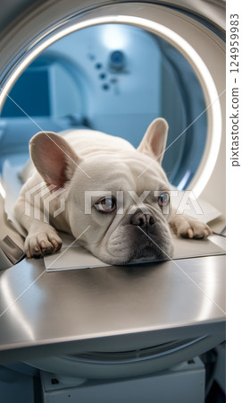 French Bulldog on Veterinary CT Scanner - Pet Healthcare Technology 124959983