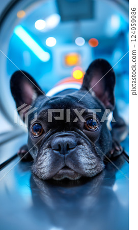 French Bulldog on Veterinary CT Scanner - Pet Healthcare Technology 124959986