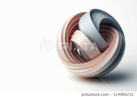 Abstract sculpture made of intertwined ribbons. Space for text. 124960232