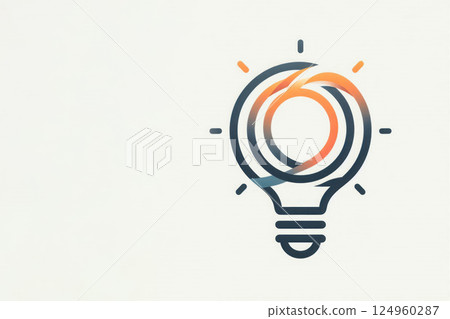 A light bulb with an abstract design of circles. Space for text. 124960287