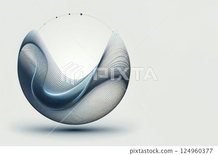An abstract line in the shape of a wave with balls. Space for text. 124960377