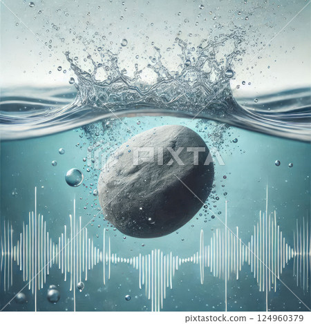 A stone that creates sound when it falls into water. 124960379