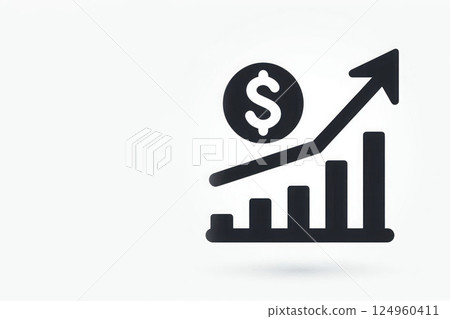 Income growth icon with the dollar. Space for text. 124960411