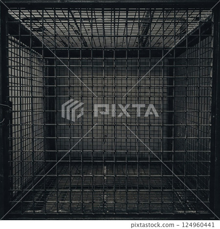 Close-up of a steel grate in a concrete chamber. Close-up of a steel grate in a concrete chamber. 124960441