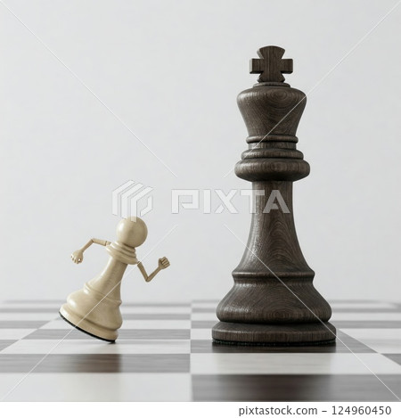 The pawn rushes to attack the chess king. The pawn rushes to attack the chess king. 124960450