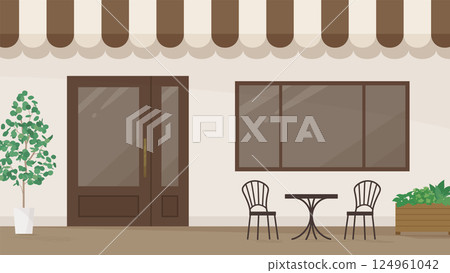 Cafe entrance background illustration_brown_16:9 124961042
