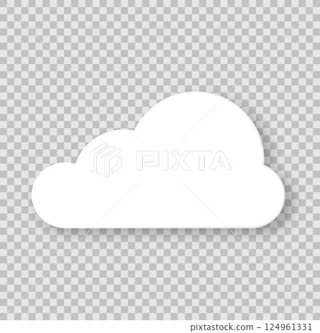 A white cloud with a shadow on a transparent background. 124961331