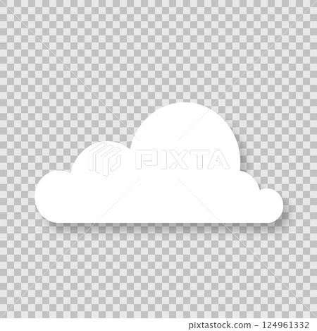 The icon of a white cloud with a shadow on a transparent background. 124961332