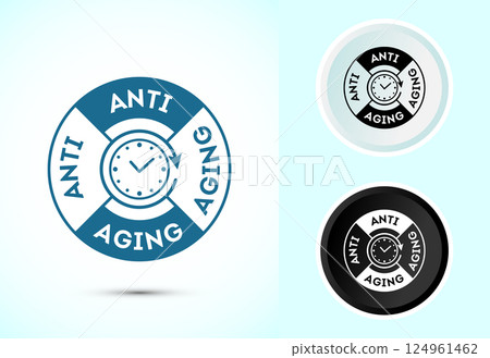 Anti aging icon design illustration. Anti aging sign, symbol in color, black and white 124961462
