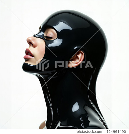 Woman in black substance. Woman in black substance. 124961490