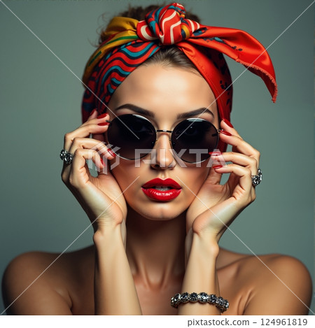 Bold Red Lip Fashion Look Bold Red Lip Fashion Look 124961819