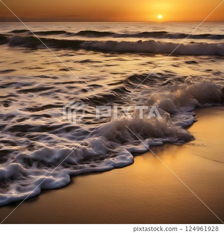 Golden Waves: The Beauty of a Sunset at the Shore 124961928