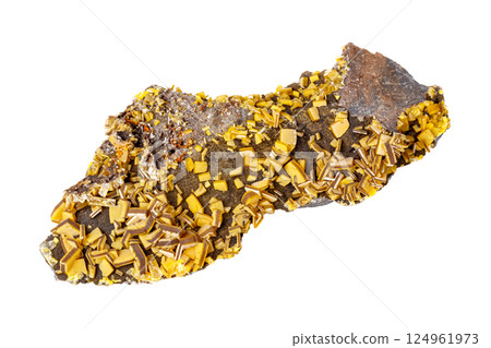 Wulfenite mineral stone on a white background 124961973