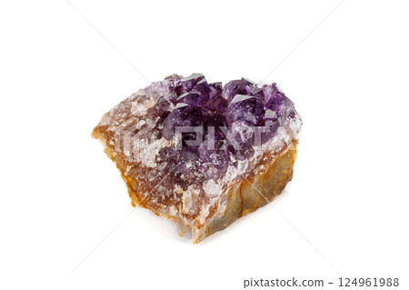 Amethyst Crystal Druse  macro mineral on white background 124961988