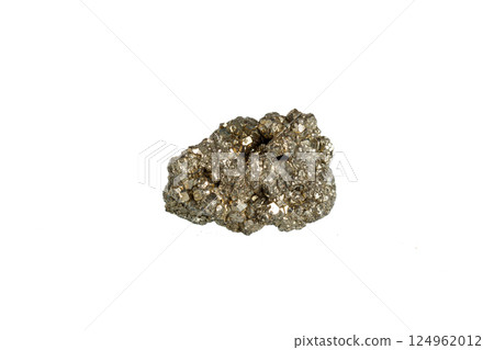 pyrite mineral stone macro on white background 124962012