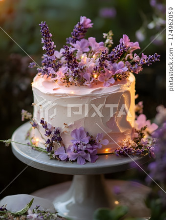 beautiful cake with flowers 124962059