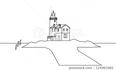 Light house by the sea with a white background 124962060
