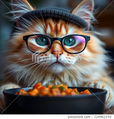 cat with popcorn 124962250