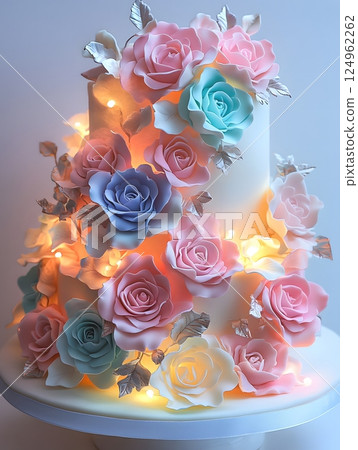 beautiful cake with roses 124962262