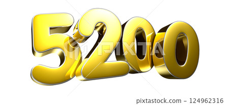Golden number 5200 3D illustration 124962316