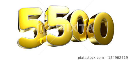 Golden number 5500 3D illustration 124962319