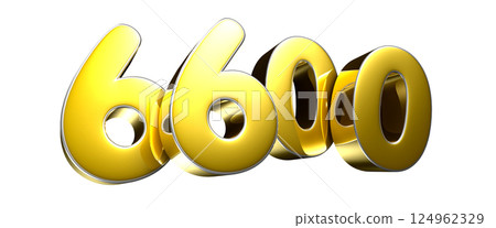 Golden number 6600 3D illustration 124962329