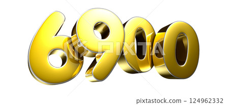 Golden number 6900 3D illustration 124962332
