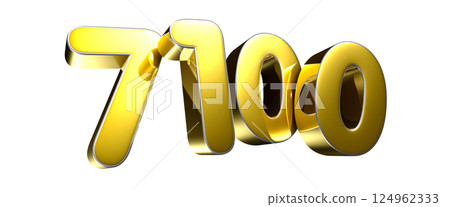 Golden number 7100 3D illustration 124962333