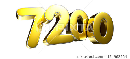 Golden number 7200 3D illustration 124962334