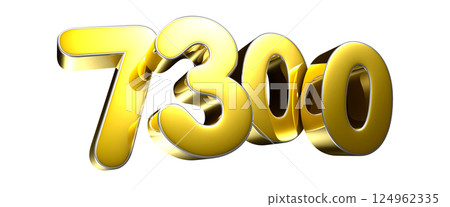 Golden number 7300 3D illustration 124962335