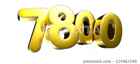 Golden number 7800 3D illustration Golden number 7800 3D illustration 124962340