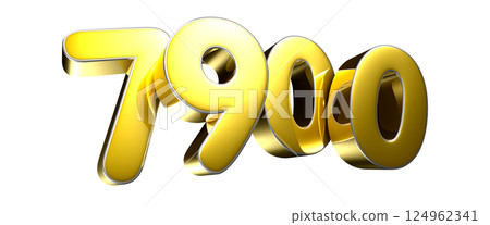 Golden number 7900 3D illustration 124962341