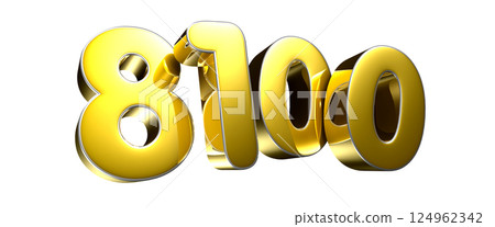 Golden number 8100 3D illustration 124962342