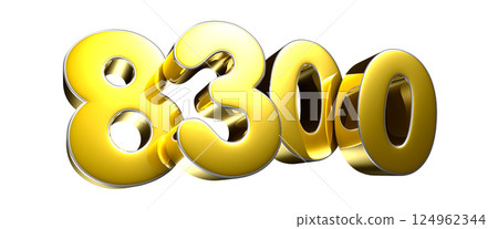 Golden number 8300 3D illustration Golden number 8300 3D illustration 124962344