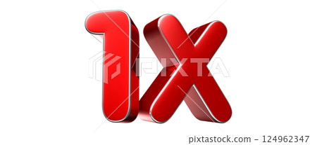 1x red 3D illustration. Advertising signs. Product design. Product sales. 124962347