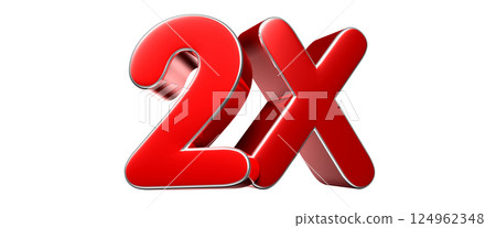 2x red 3D illustration. Advertising signs. Product design. Product sales. 124962348
